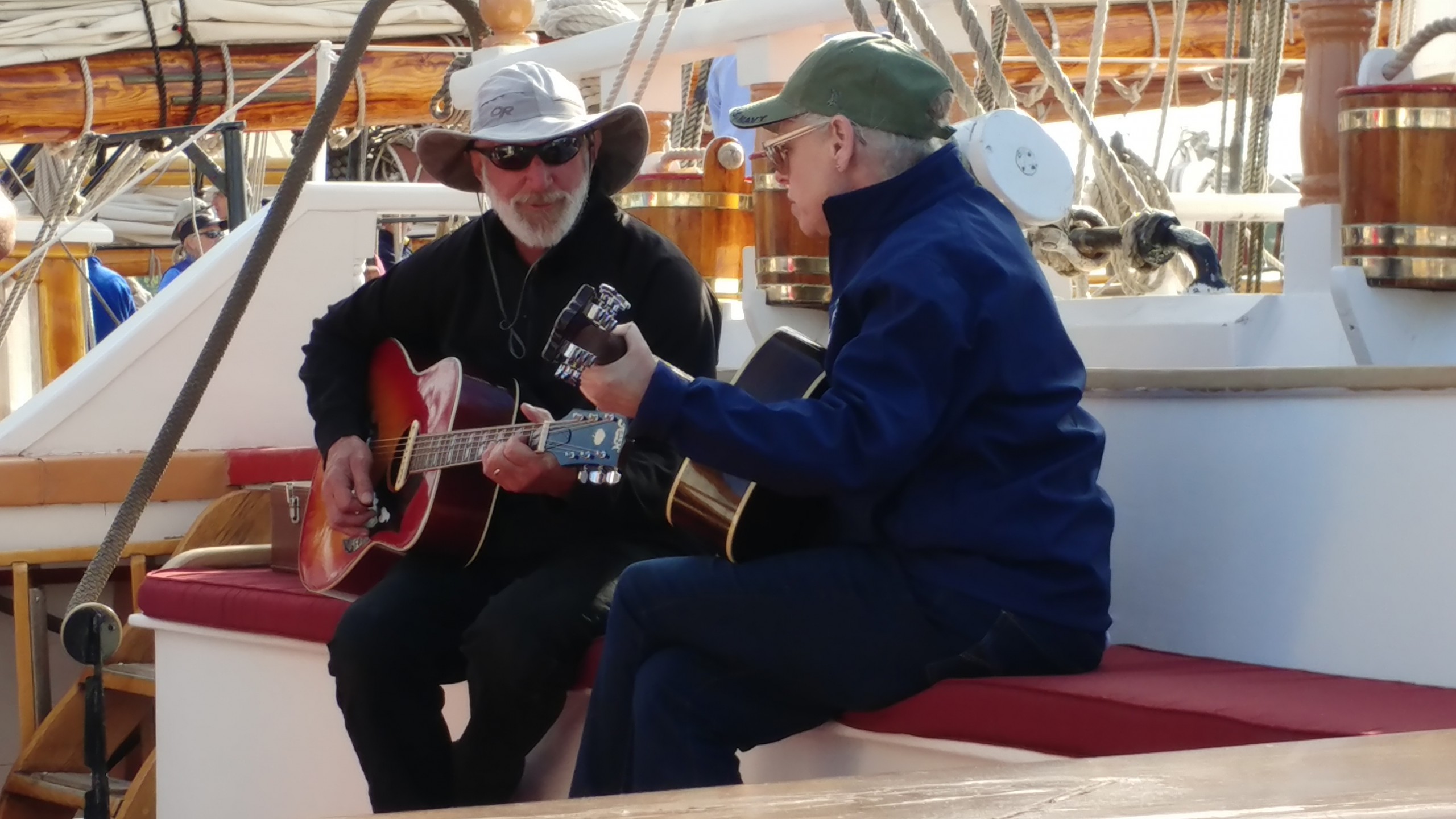 Two people playing music