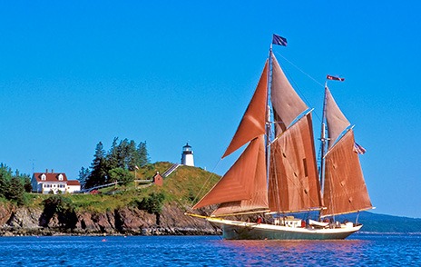 Windjammer Angelique sailing by Owls Head Light