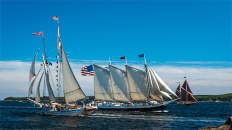 Boats racing in Penobscot Bay.