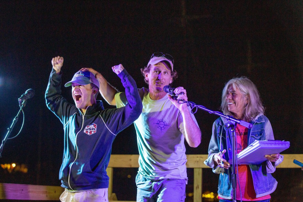 Crew of Lewis R. French on stage at the Schooner Talent Show, Camden Windjammer Festival, 2019