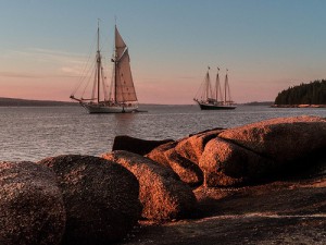 Windjammers at sunset